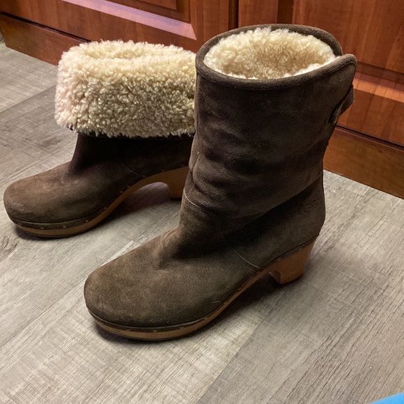 Ugg Platform Leather Ankle Boots Booties - Picture 4 of 6